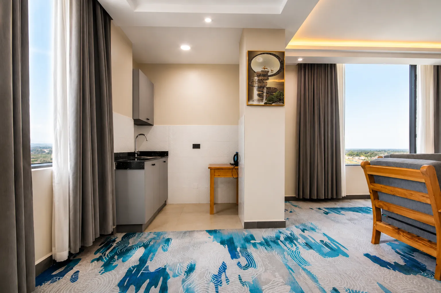 Two-Bedroom Suite Kitchenette & Living Area – Mt Kenya View